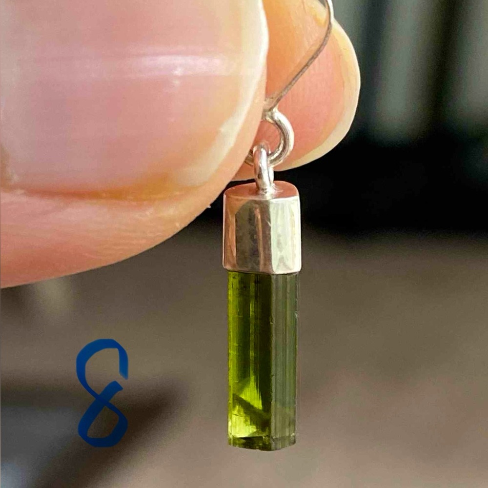 Handmade Beautiful Multicolor Natural Tourmaline & 925 Silver Necklace Pendant - Picture 8 of 11